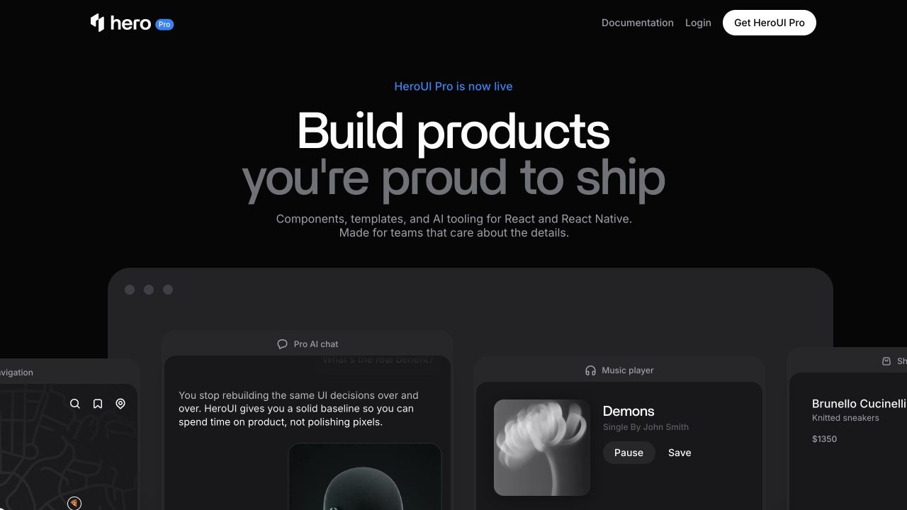 HeroUI Pro front page